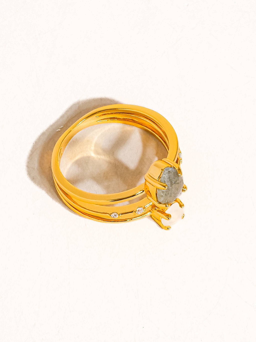 Golden Multi Stone Statement Ring - A53