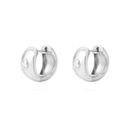 Silver Chunky Hoop One Stone Earring - E129