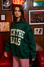 DECKTHEHALLS Reversible Mock-Neck Sweatshirt: FORREST GREEN /