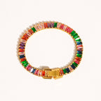 Hazel 18K Gold Multicolor CZ Chain Bracelet: Multi-Colored : S4