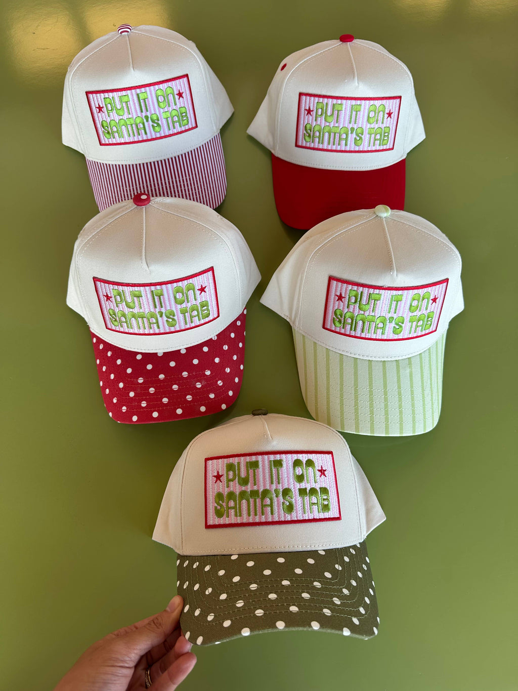 Put it on Santa's Tab Hat: Red Polka Dot