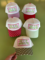 Put it on Santa's Tab Hat: Red Polka Dot