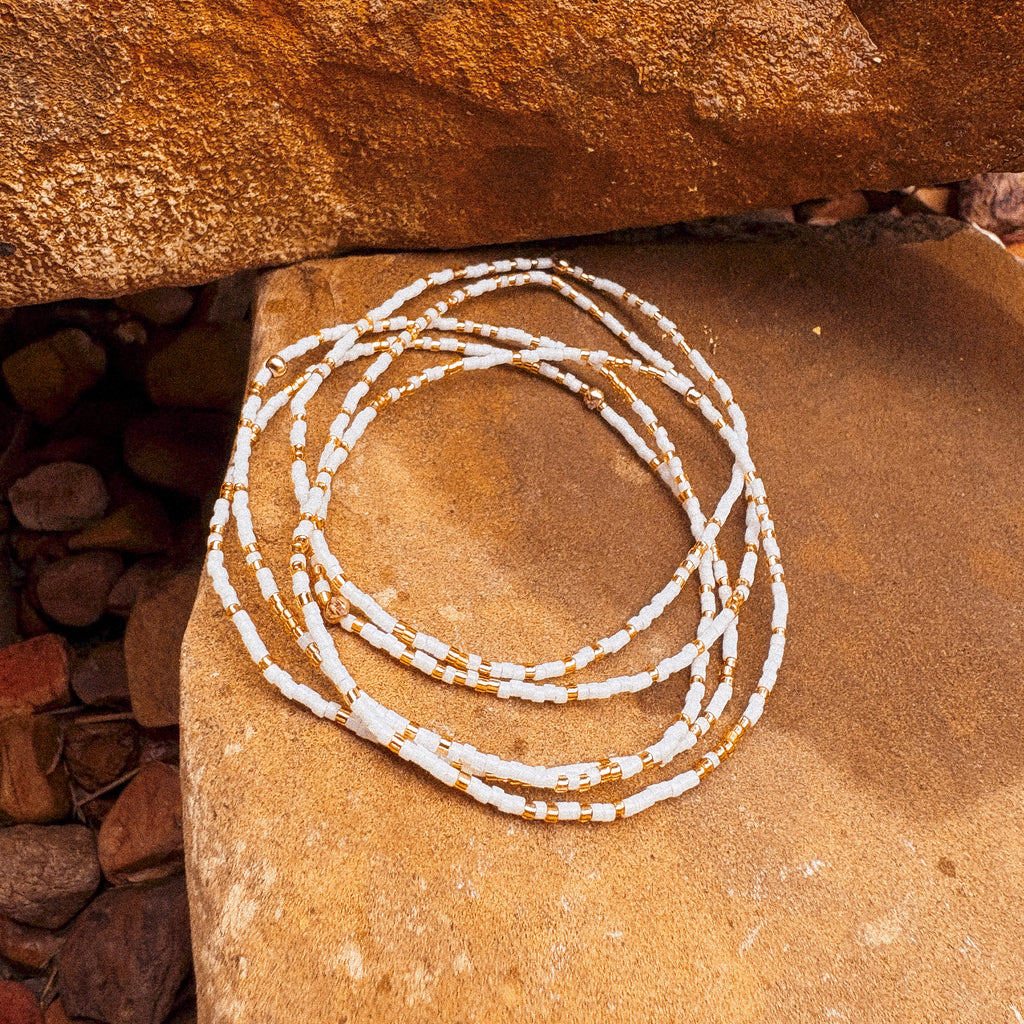 White Confetti  Anklet - K15