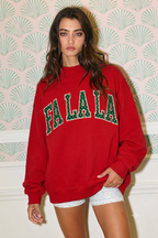 'FALALA' Applique Mock-Neck Sweatshirt: