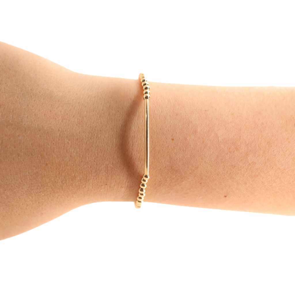3mm Gold Bar Beaded Bracelet - S107