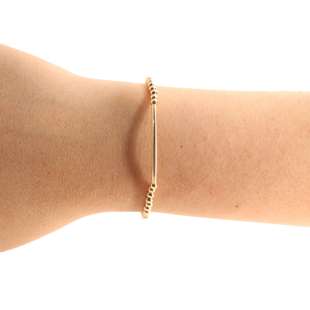3mm Gold Bar Beaded Bracelet - S107
