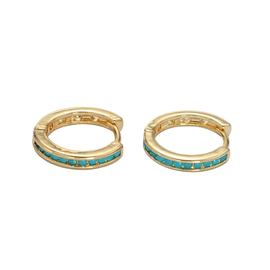 Turquoise Glow Huggies Earrings - E29