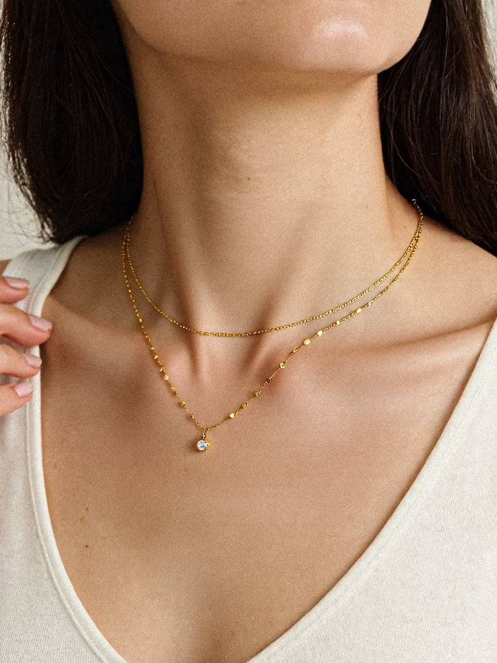 Dainty Diamond Kiss Layered Necklace - N55