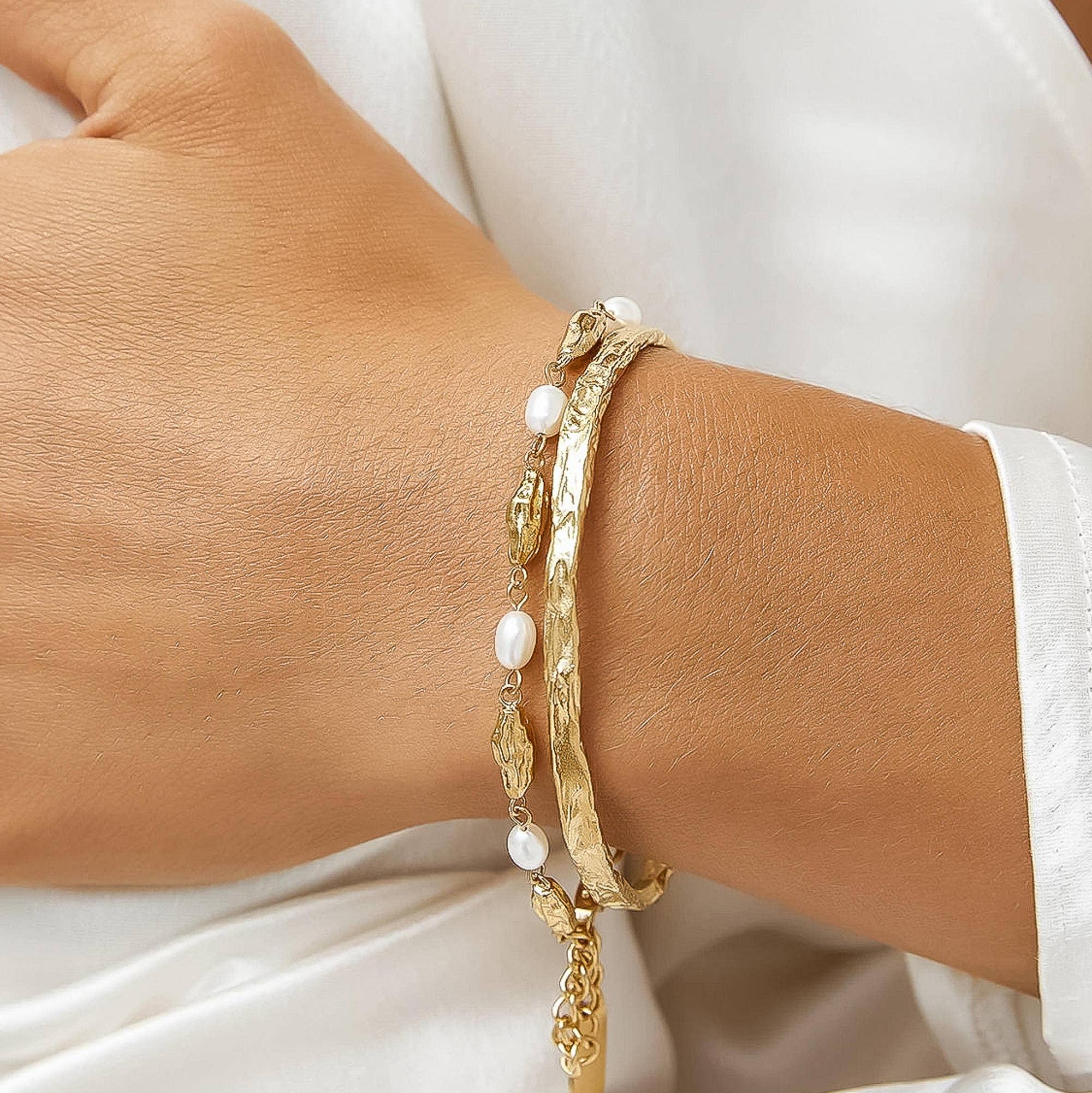 Textured Thin Bangle Cuff - SS5