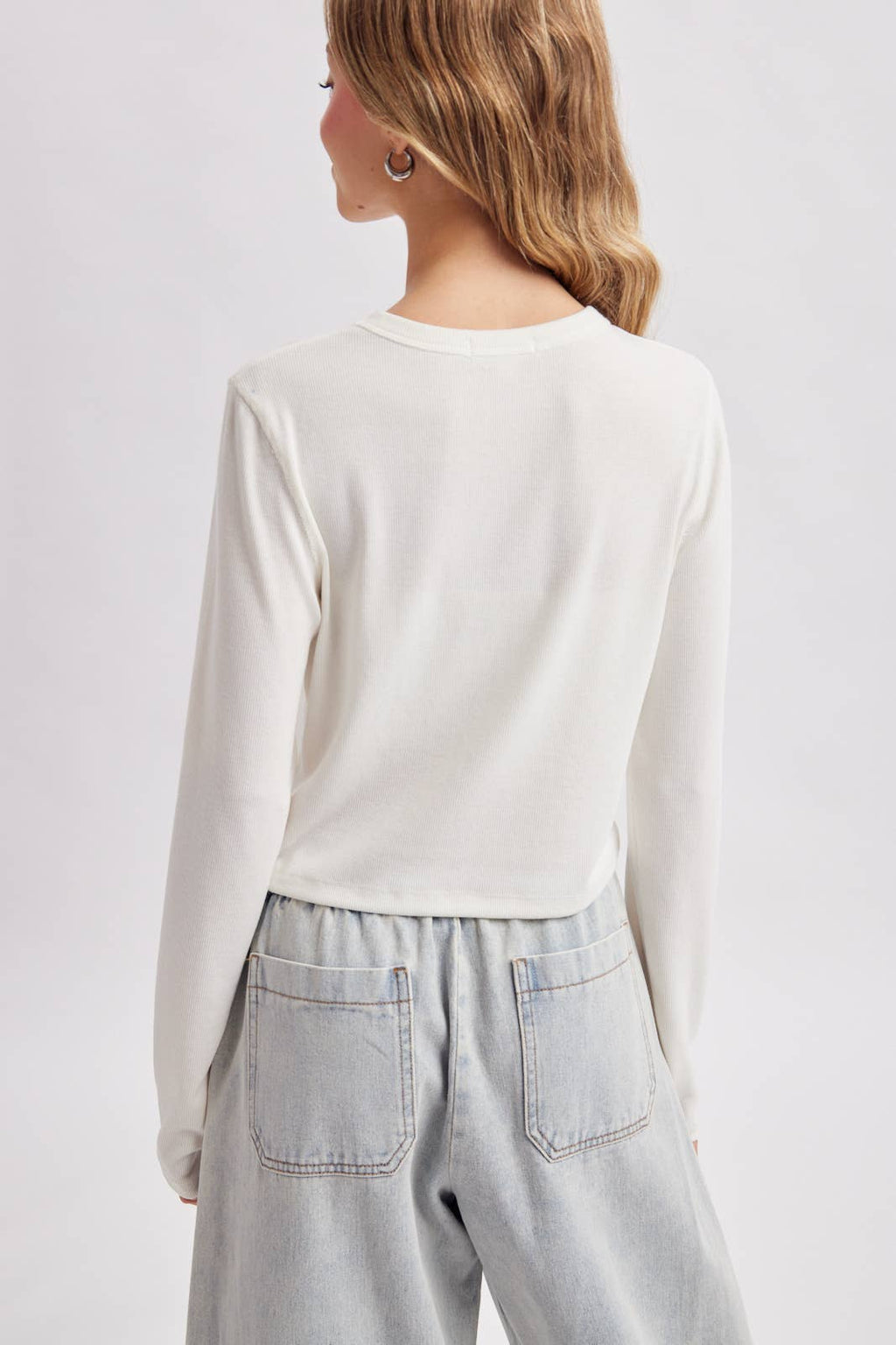 BASIC RIBBED LONG SLEEVE TOP / WL26-12635: BURGUNDY