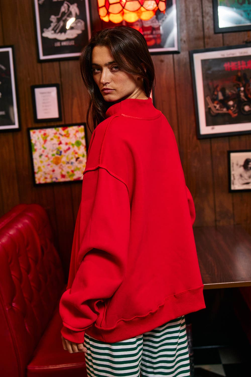 'MERRY' Embroidered Mock Neck Sweatshirt : MERRY