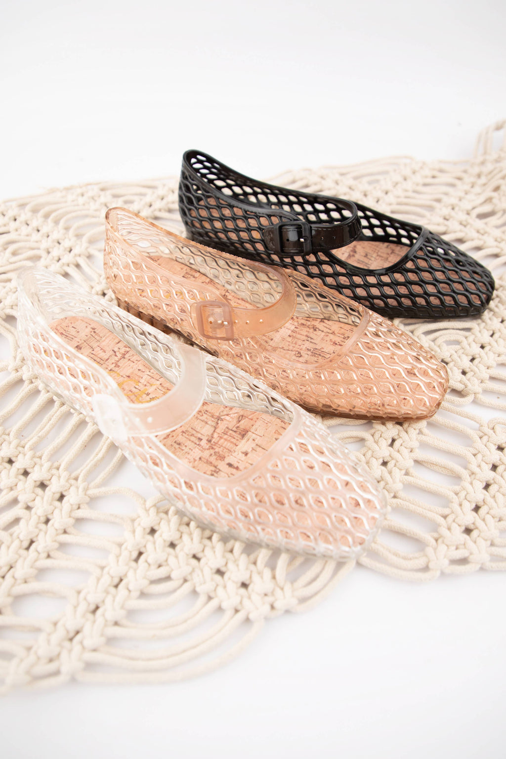 LISA Woven Jelly Mary Jane Flats: CAMEL
