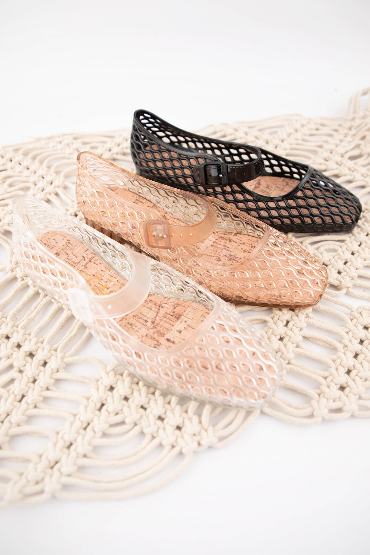 LISA Woven Jelly Mary Jane Flats: CAMEL