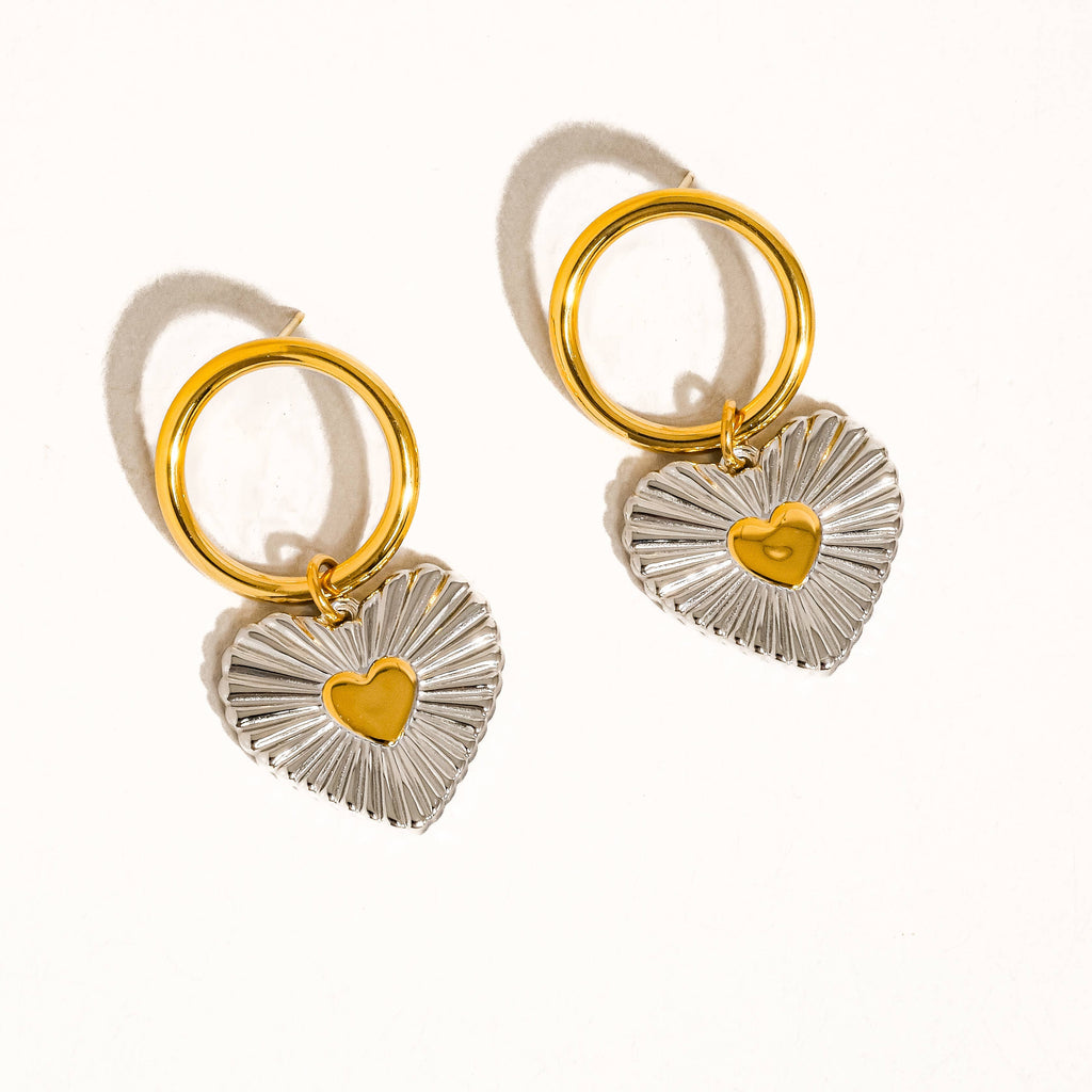 Gold & Silver Sweetheart Earrings - E47