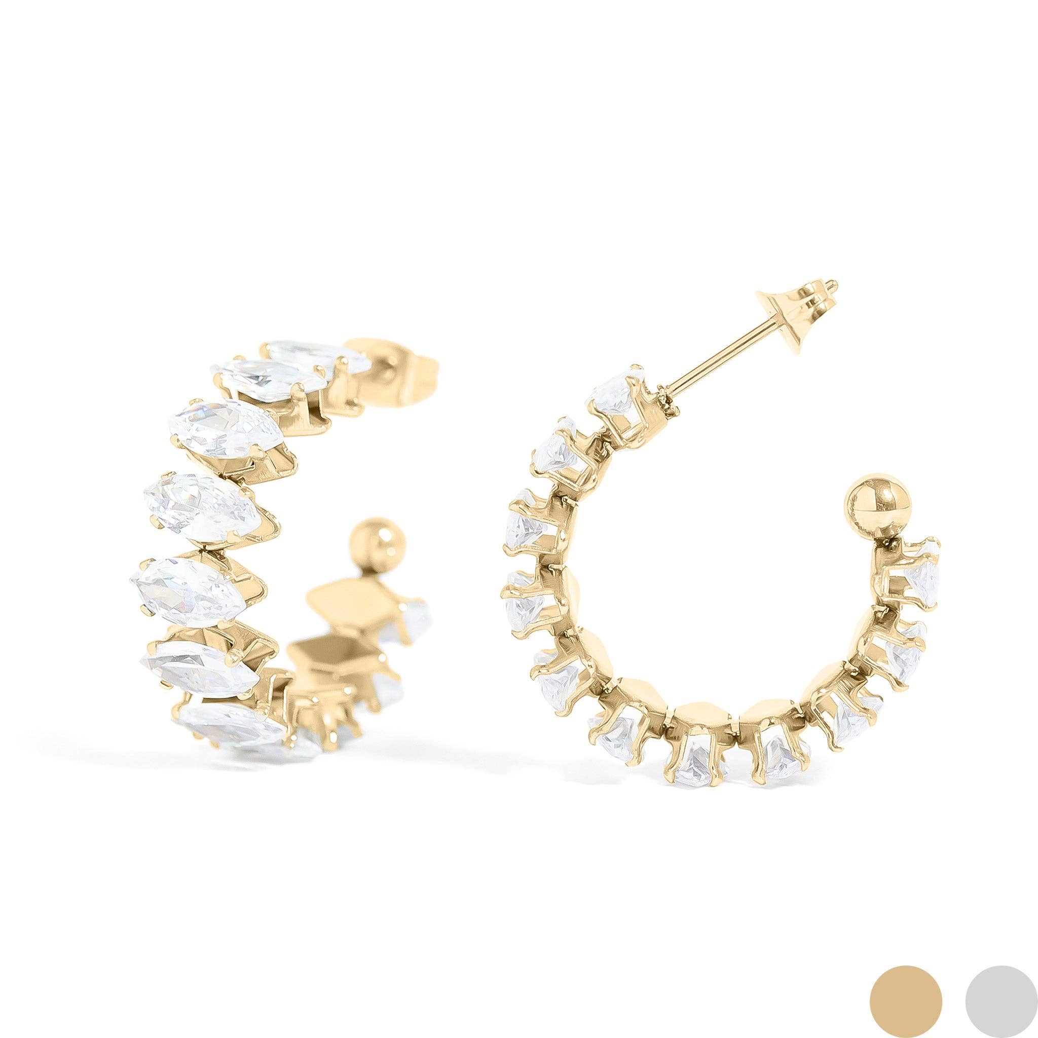 Marquis CZ Stone Hoop Earrings - E34