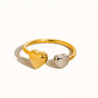 Two Tone Heart Adjustable Ring: A2
