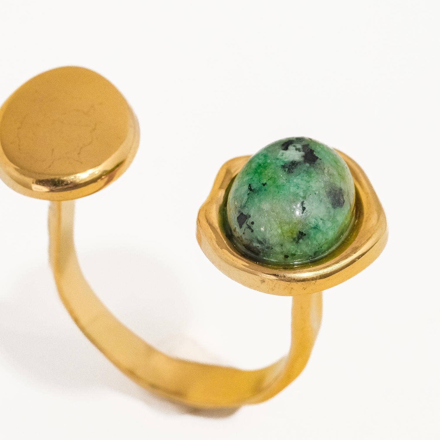 Peacock Boho Adjustable Ring with Statement Stone - A47