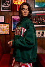 'MERRY' Embroidered Mock Neck Sweatshirt : MERRY