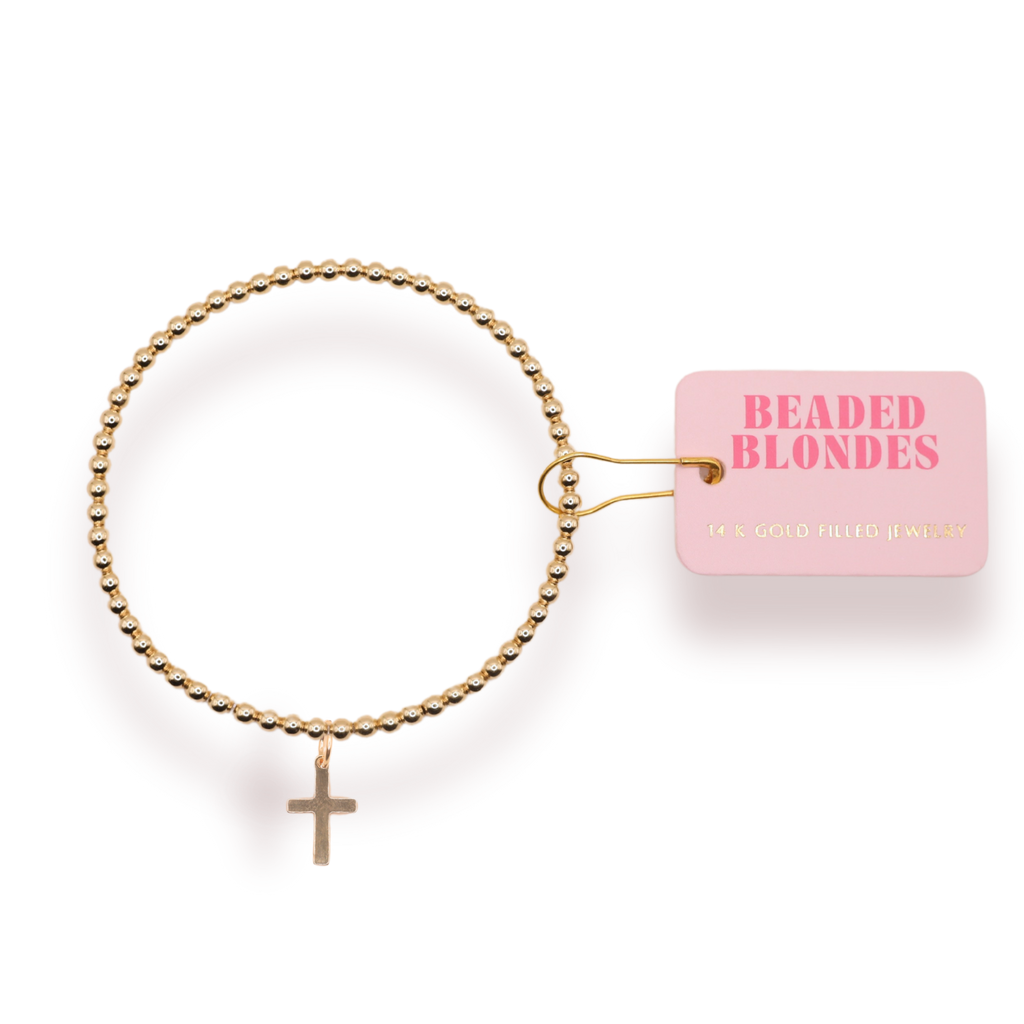 Cross Gold Charm Bracelet: Standard 6.75 inch