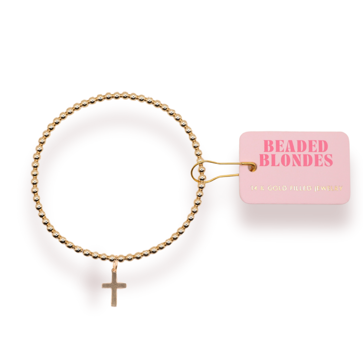 Cross Gold Charm Bracelet: Standard 6.75 inch
