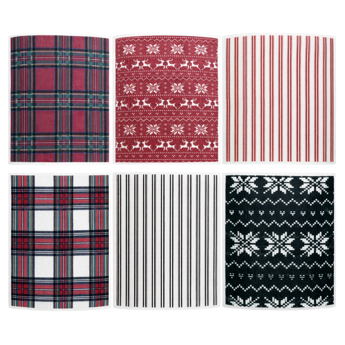Holiday Pattern Swedish Dishcloths, Set of 6 - HDC