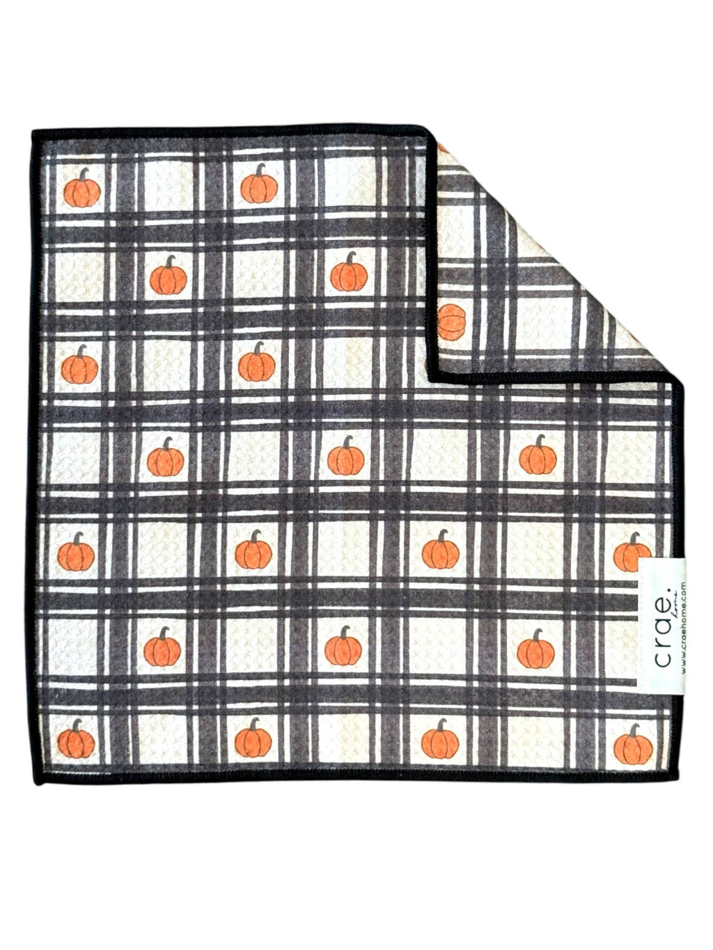 Grid of Gourds: Double-Sided Washcloth: Black/White / 12x12 in /