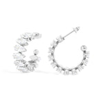 Silver Marquis CZ Stone Hoop Earrings - E134