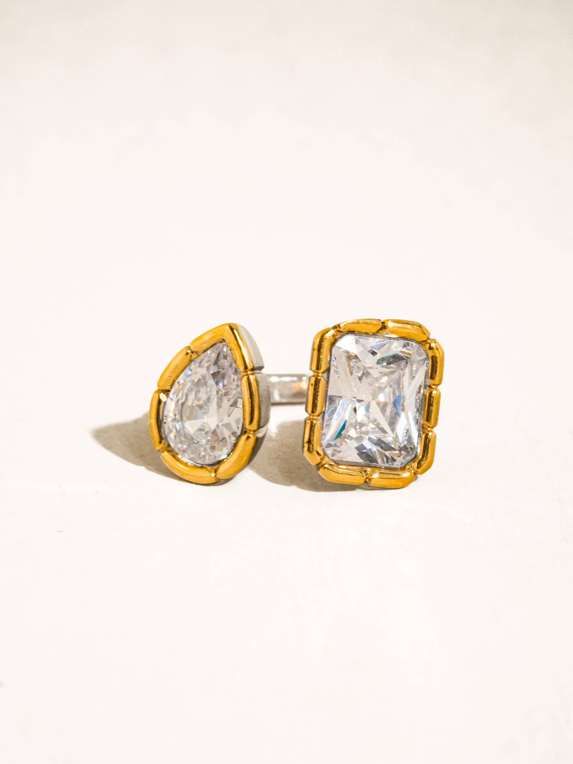 Golden Geometrical Adjustable Ring - A119