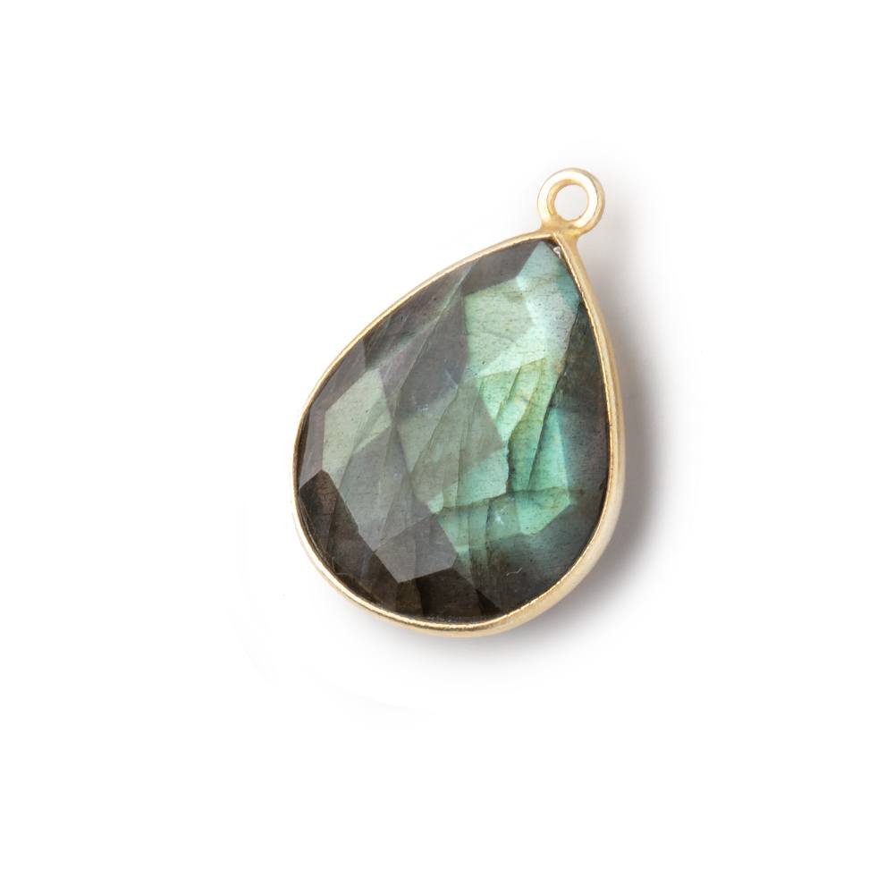 Vermeil Bezel Labradorite Faceted Pear Charm - C270