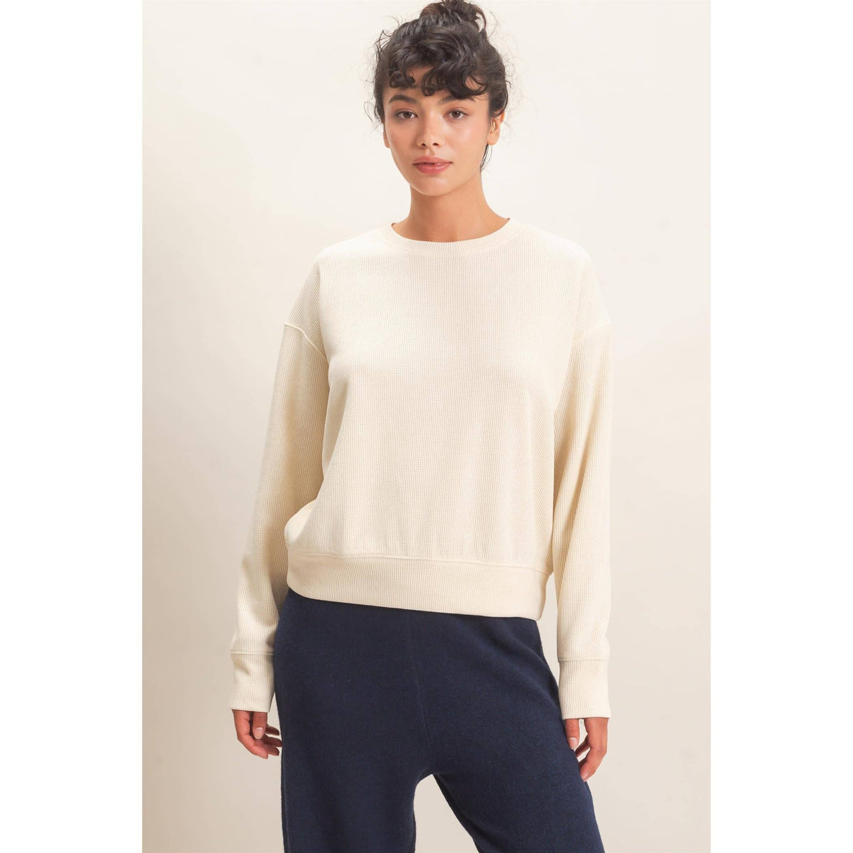 Waffle Knit Crew SET : ALPACA