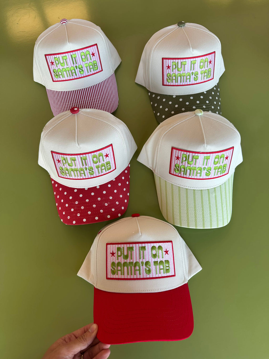 Put it on Santa's Tab Hat: Red Polka Dot