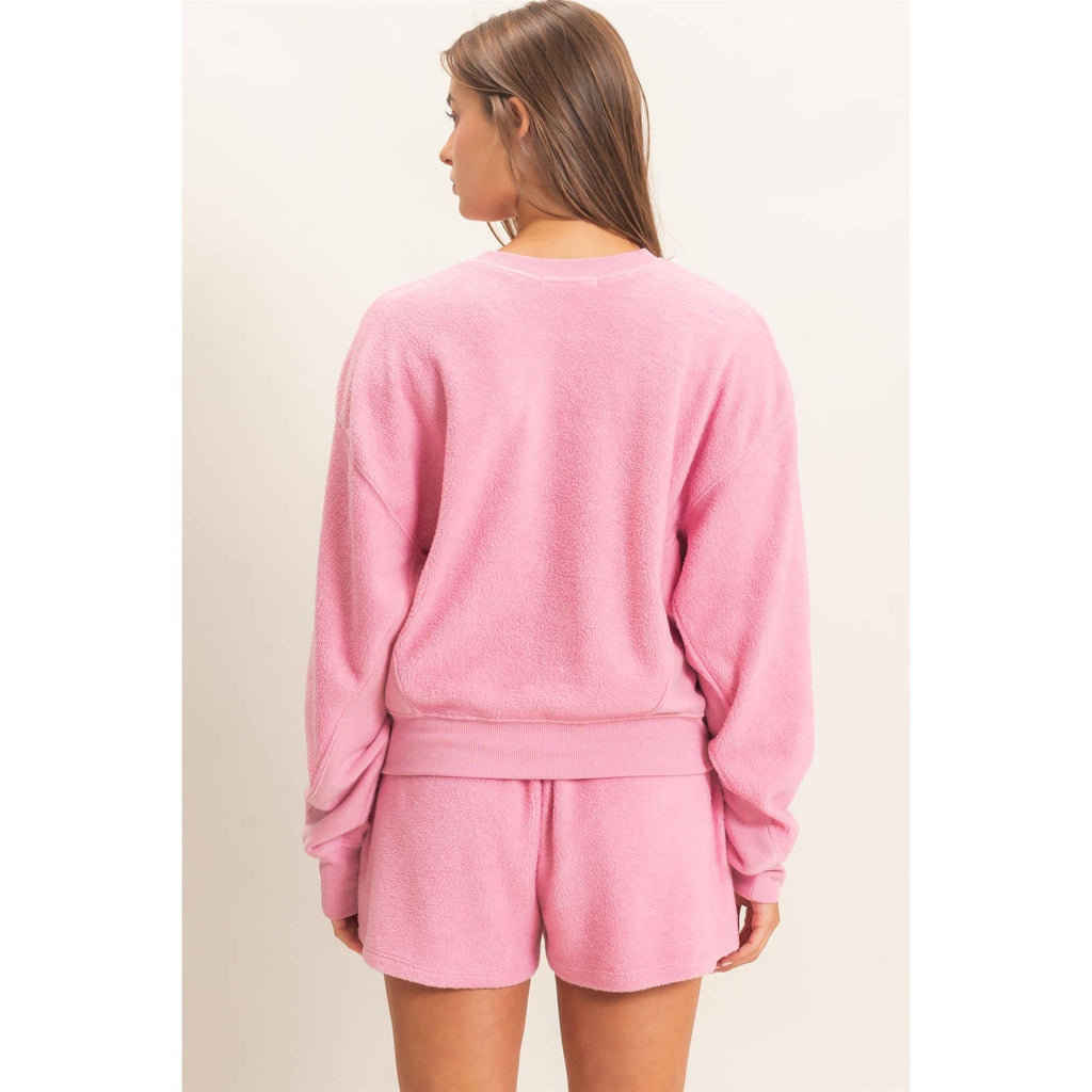 Contrast Sweatshirt & Shorts Set: IVORY