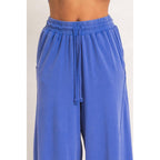Wide Leg Mineral Wash Pants: BLACK