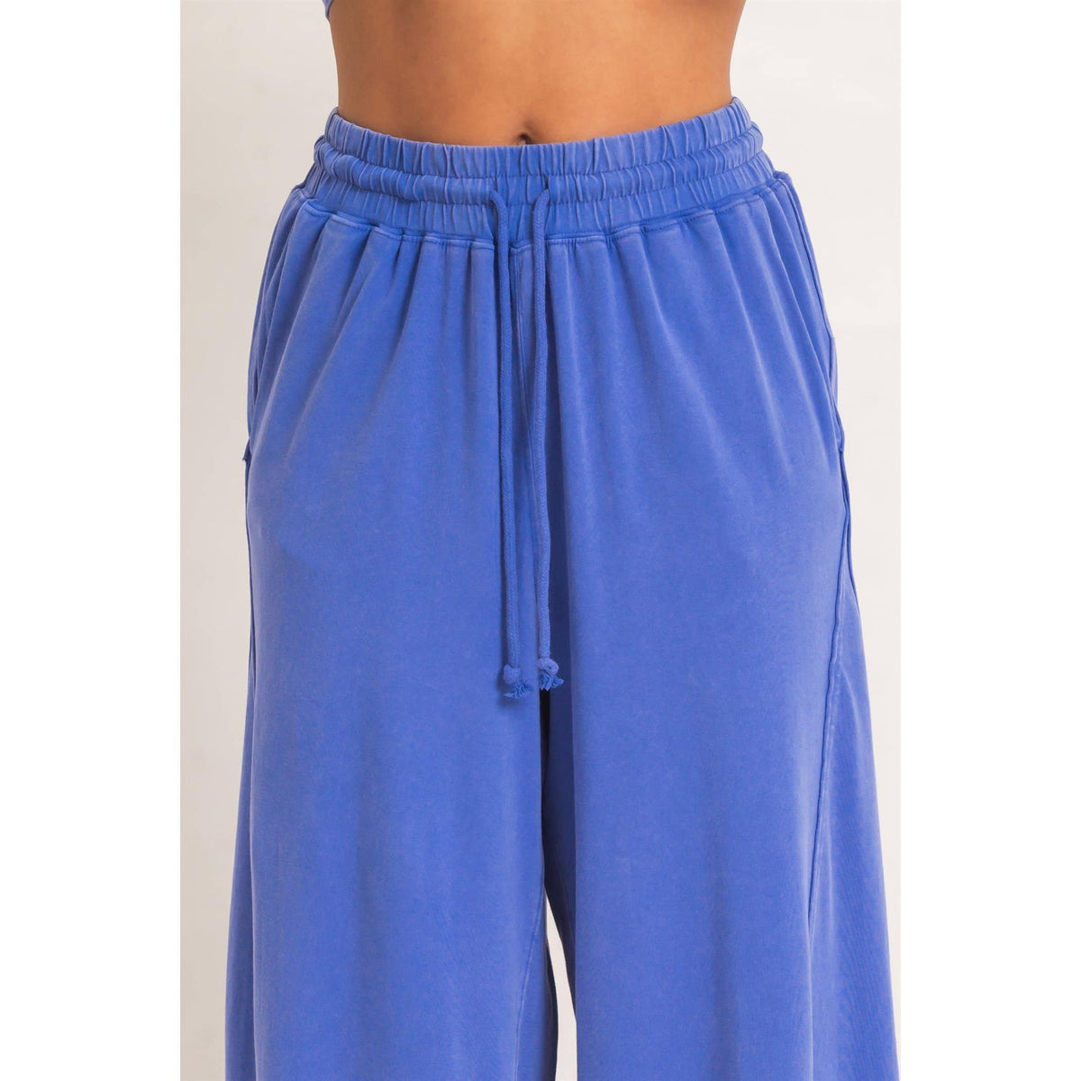 Wide Leg Mineral Wash Pants: BLACK