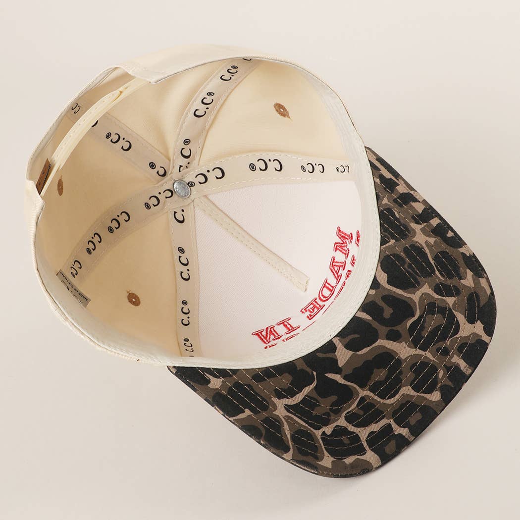 MADE IN AMERICA 3D Embroidered Two-Tone Leopard Brim Trucker: H4