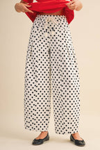 POLKA DOT PLEATED BARREL PANTS
