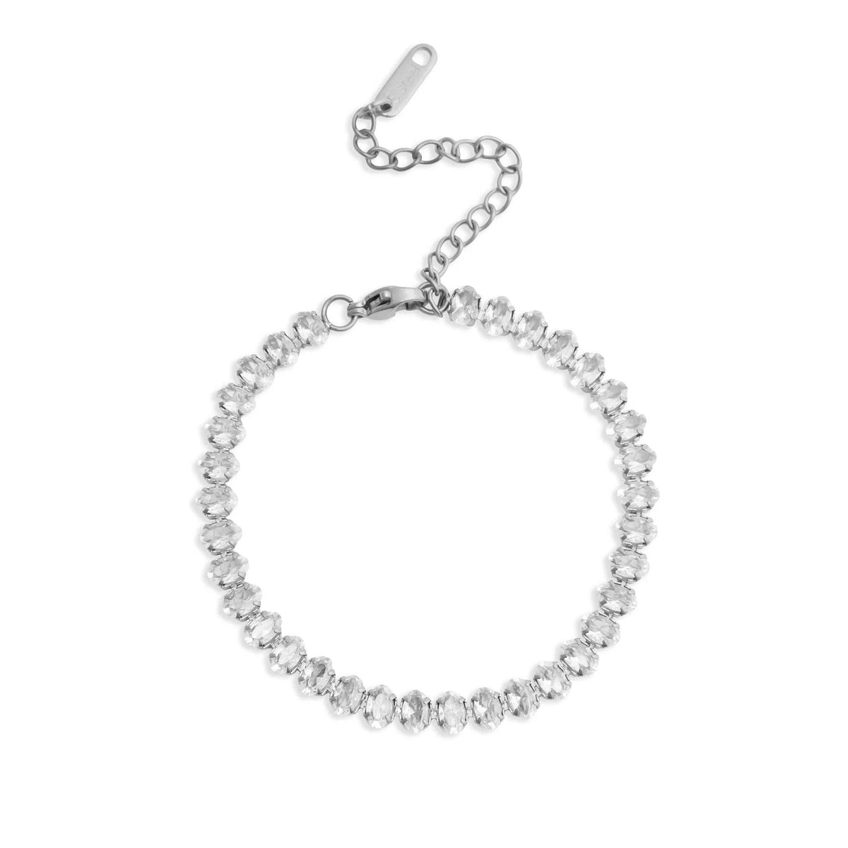 Silver Oval Cubic Zirconia Tennis Bracelet - S175