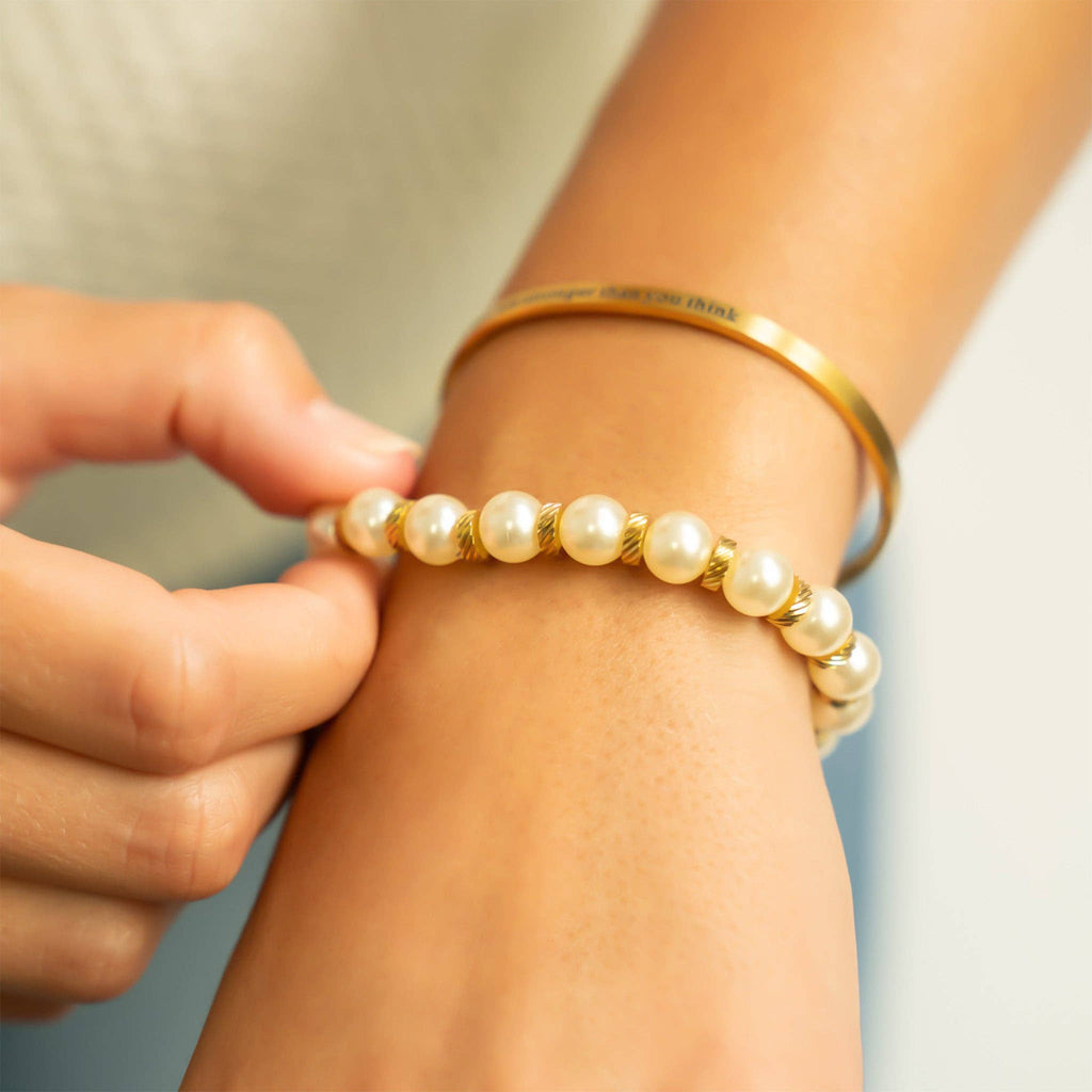 Kiska Glass Pearl Stretch Bracelet: S157