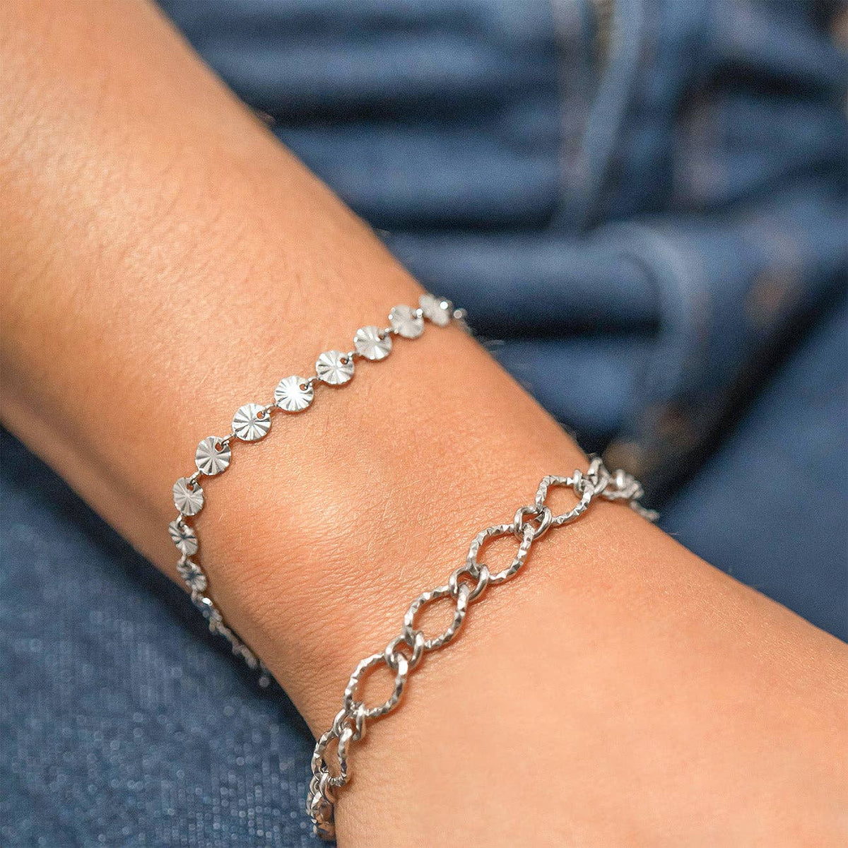 Silver Sunburst Chain Bracelet - S177