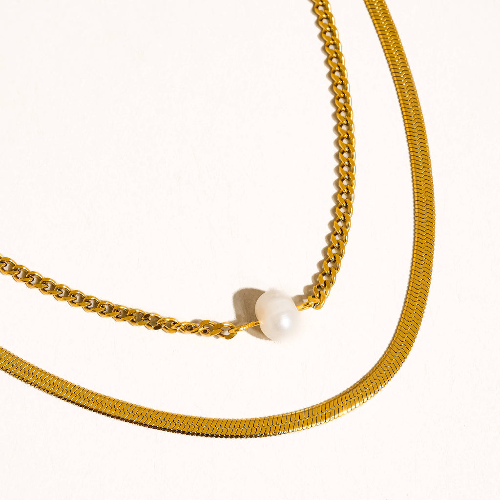 Layered Pearl Chain Necklace: N117