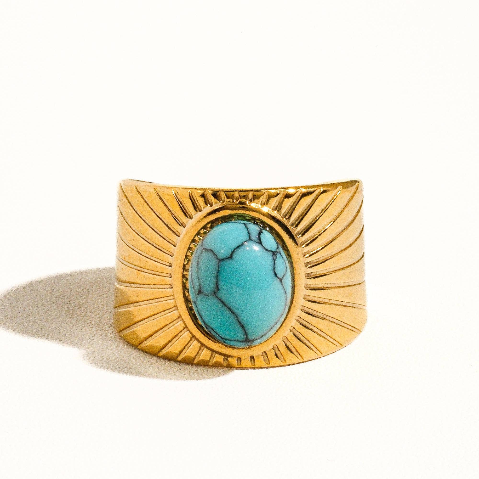 Reef Turquoise Stone Adjustable Ring - A50