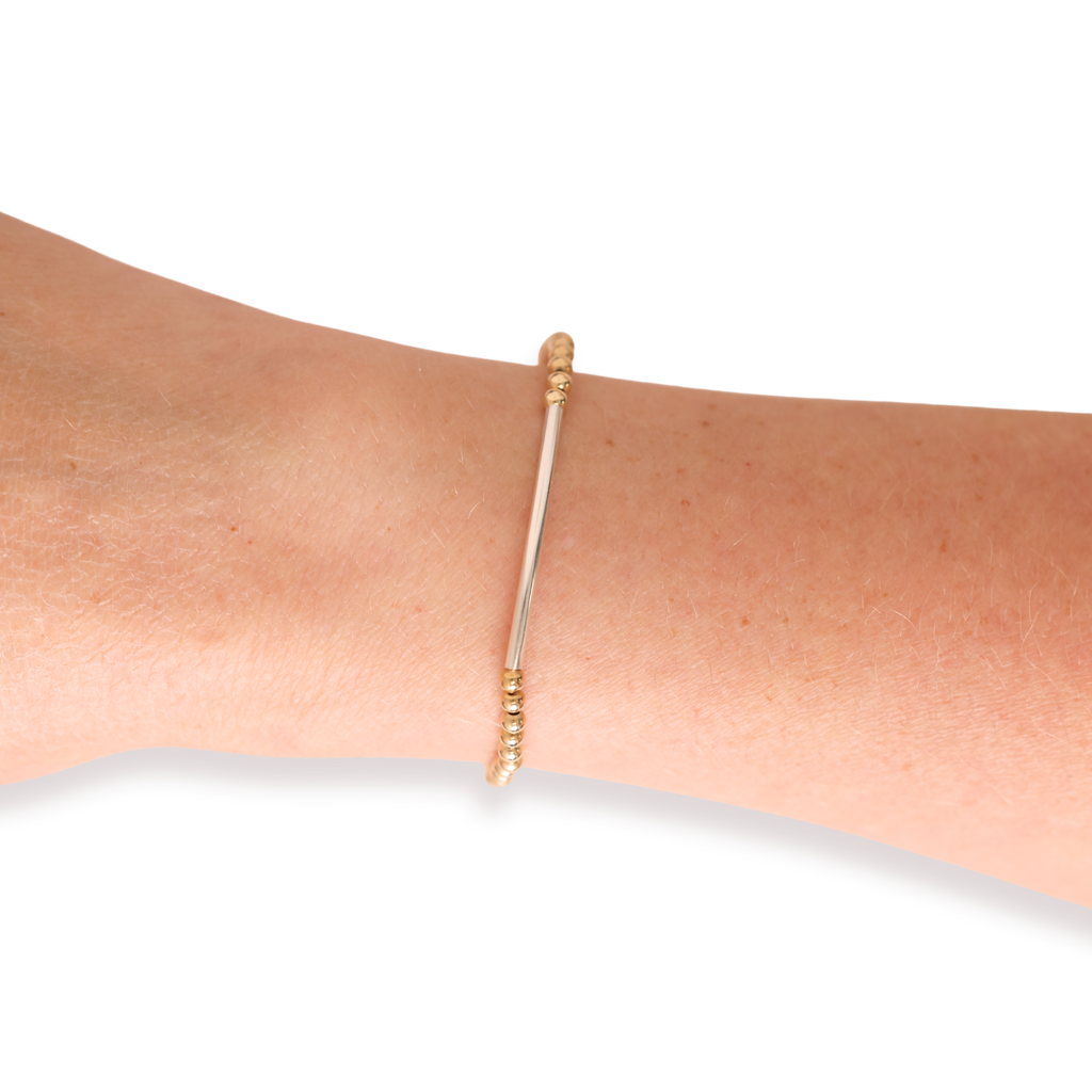 Bar Bracelet in Gold with Silver: Standard 6.75 Inch