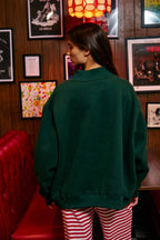 DECKTHEHALLS Reversible Mock-Neck Sweatshirt: FORREST GREEN /