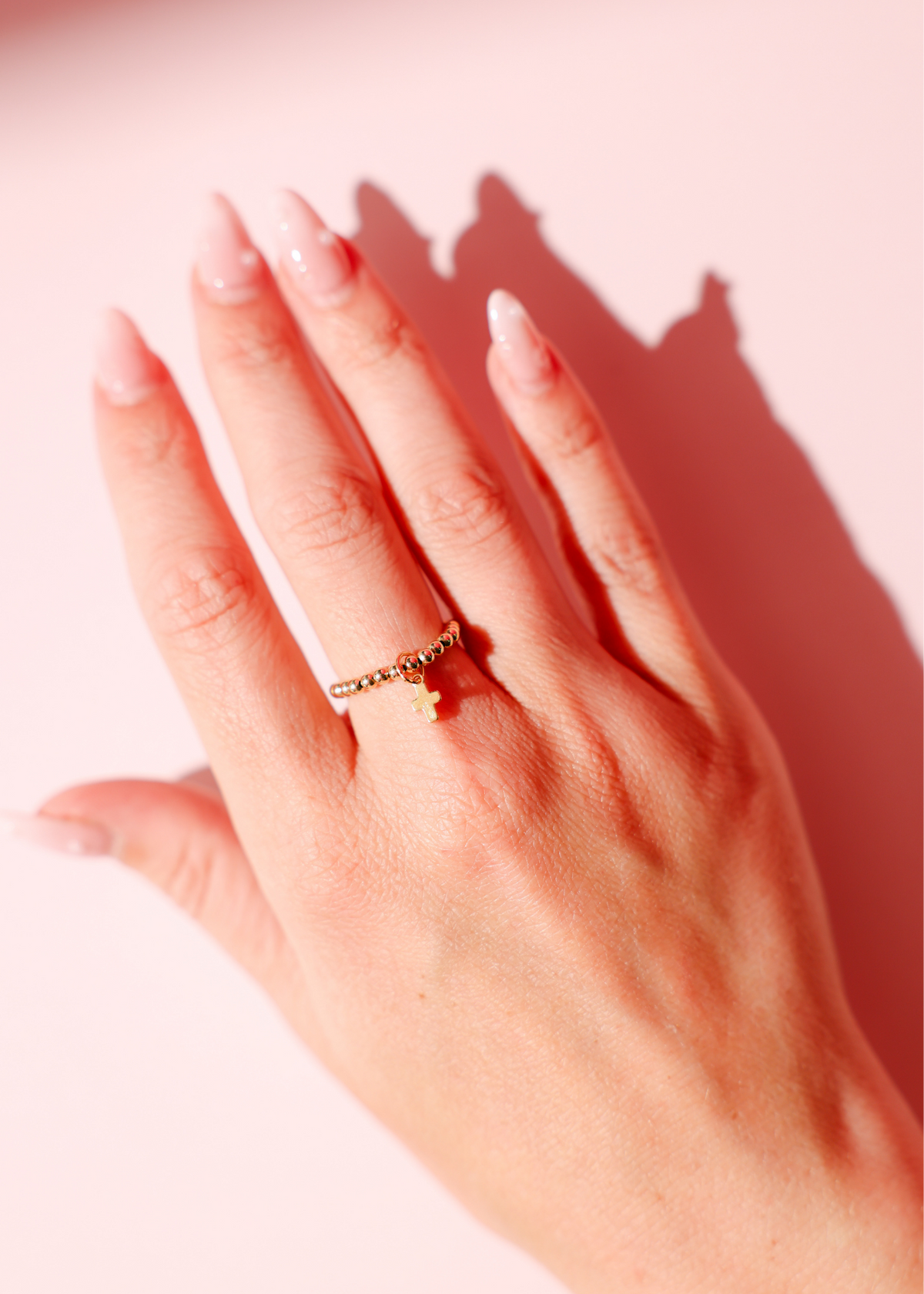 Mini Cross Charm Ring - B36