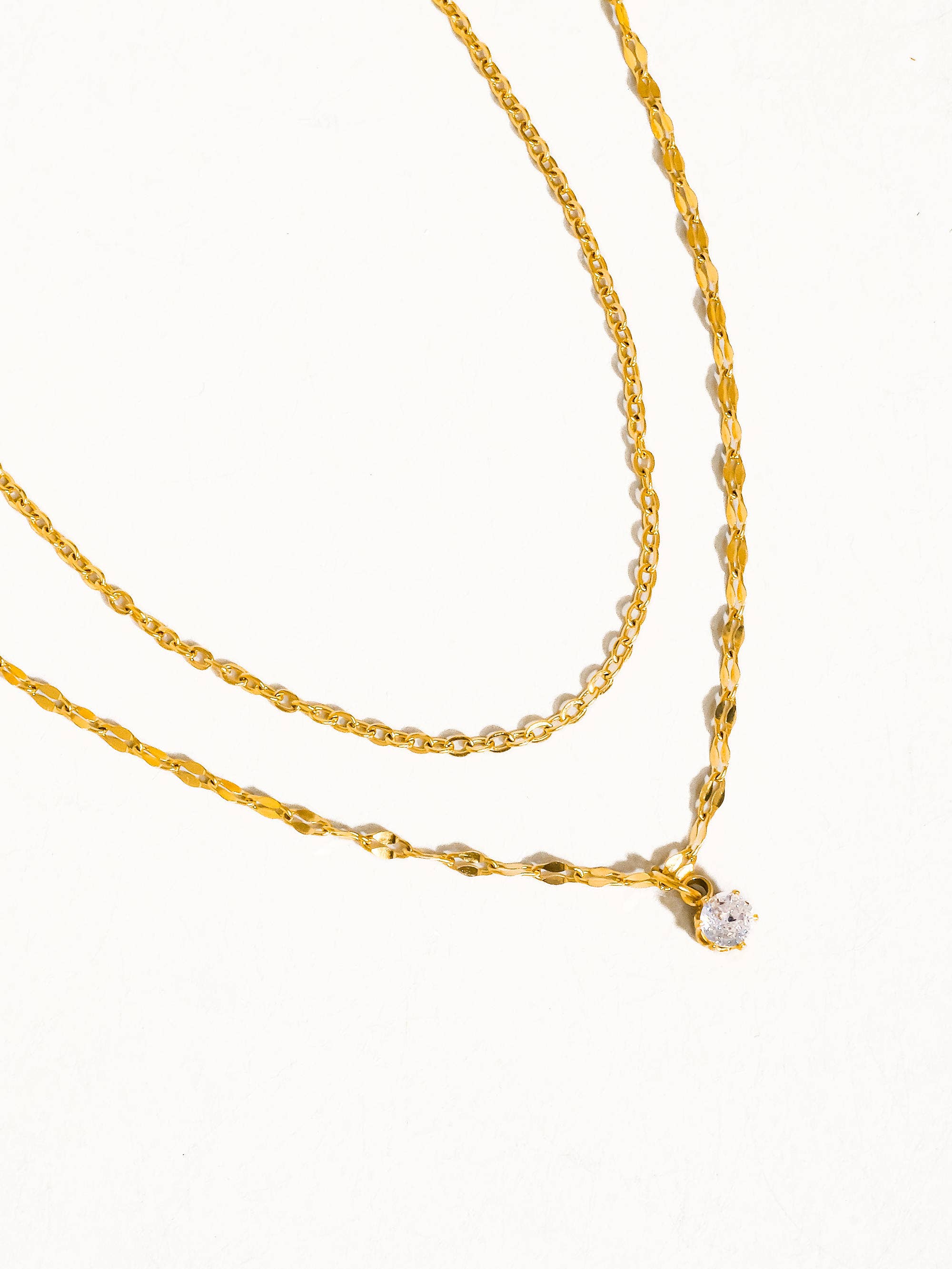 Dainty Diamond Kiss Layered Necklace - N55