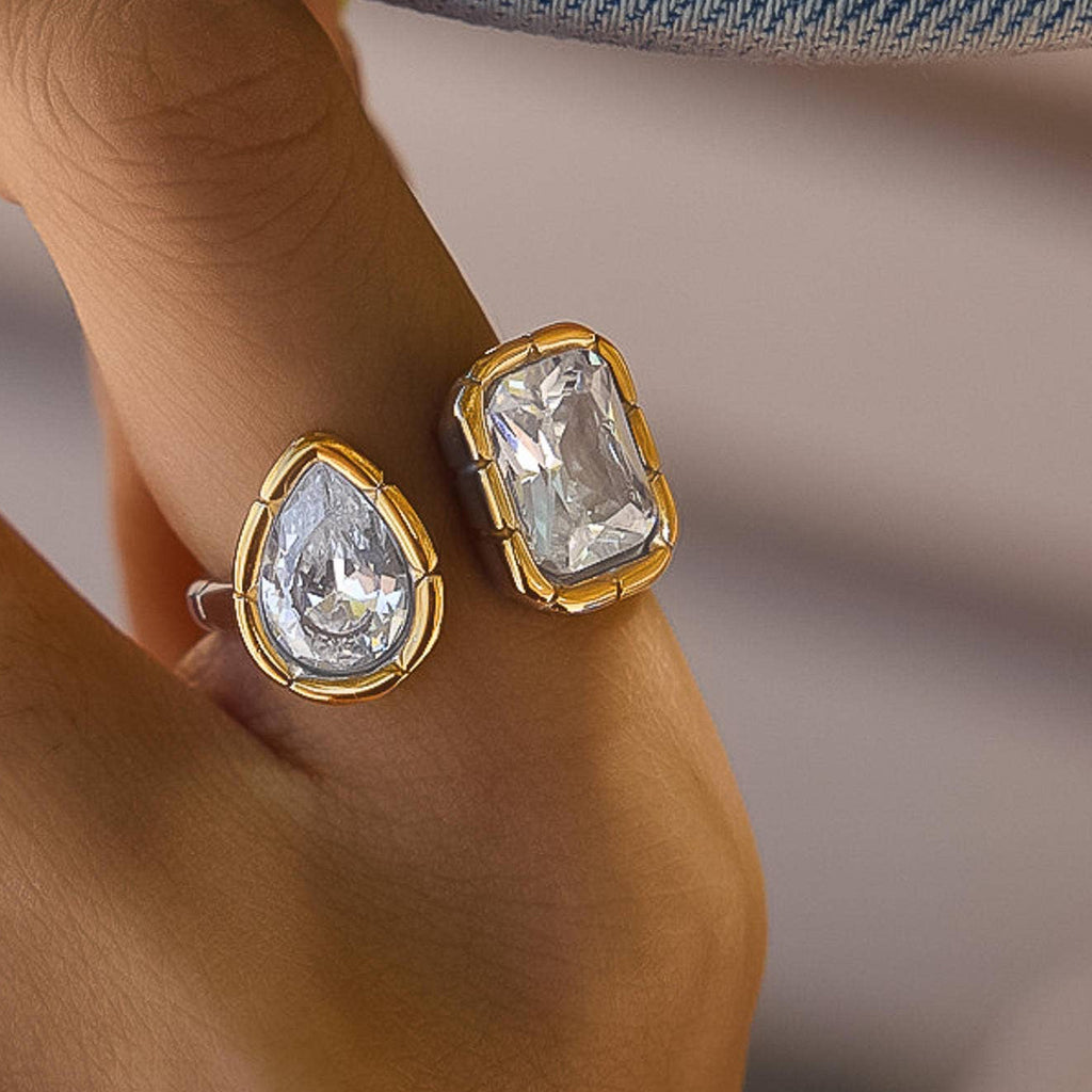 Golden Geometrical Adjustable Ring - A119
