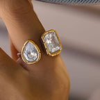 Golden Geometrical Adjustable Ring - A119