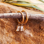 Diamond Charm Huggies Hoop Earrings - E22