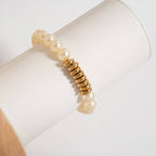 Yellow Gold 8mm Kiska Glass Pearl Stretch Bracelet: S162