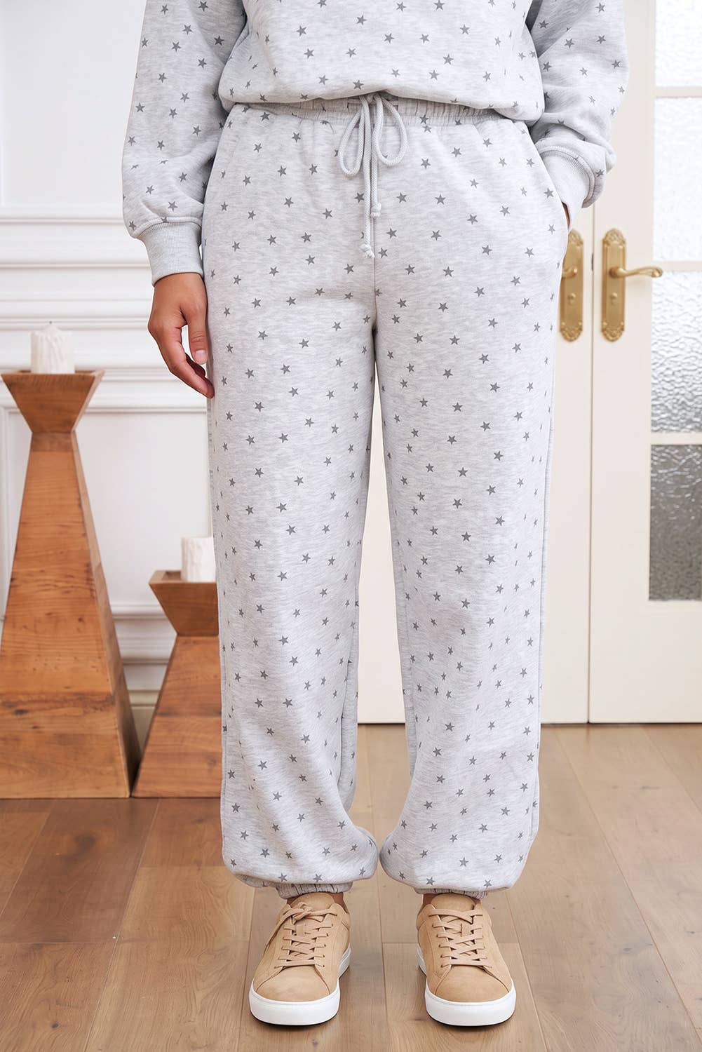 Allover Star Print Shift Hoodie & Sweatpants Set